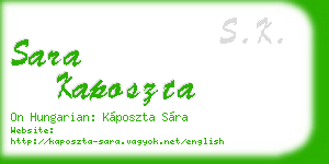 sara kaposzta business card